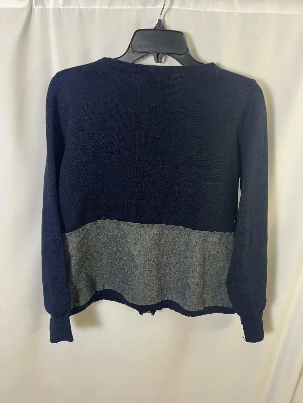 J.Crew Navy and Gray Zip-Up Sweater Small Casual